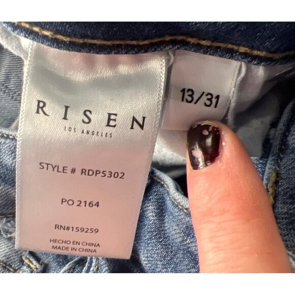 Risen SALT TREE Jeans Mid Rise Straight RDP5302 Distressed Denim Frayed Hem 13 - Picture 6 of 11
